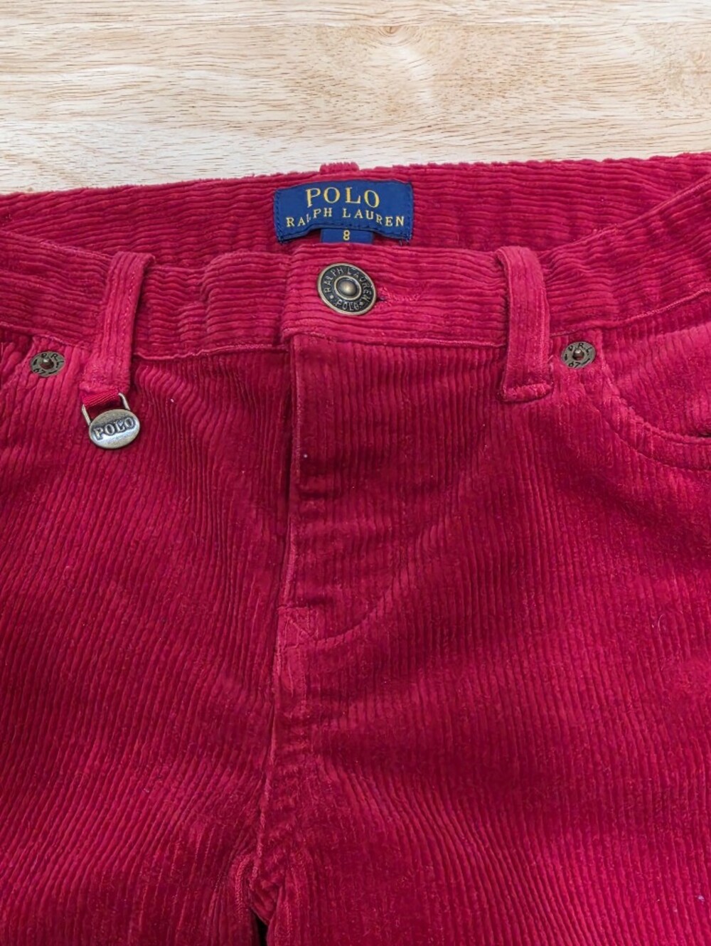 Ralph Lauren Corduroy Pants Boys Size 8 Red 5 Pocket Embroidered Pony - Picture 3 of 12